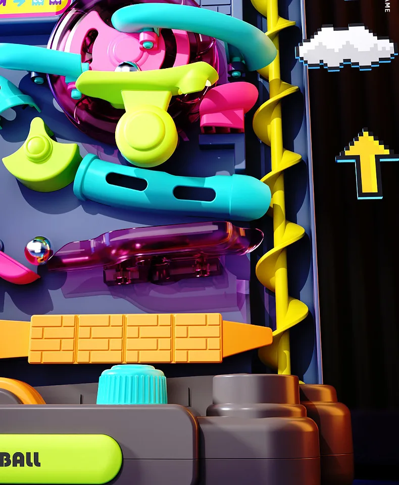 Pädagogisches Montessori-Spielzeug Mehrstufiges Kugelbahn-Abenteuer-Spiel Interaktives Modell für Gehirntraining Weihnachtsgeschenk für Kinder – Detail 6