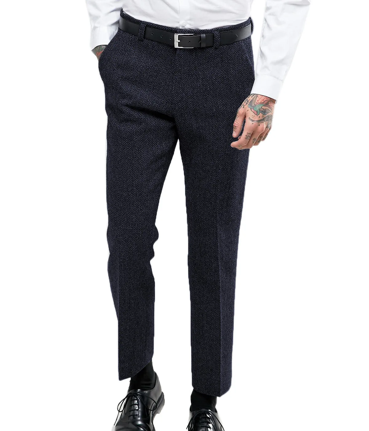 Mens Vintage Tweed Dress Pants Slacks Trousers Regular Fit Suit Pants for Men New 2024