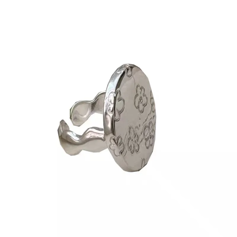 New Creative Round Disc Small Flower 925 Sterling Silver Temperament Popular Opening Rings  TYB594