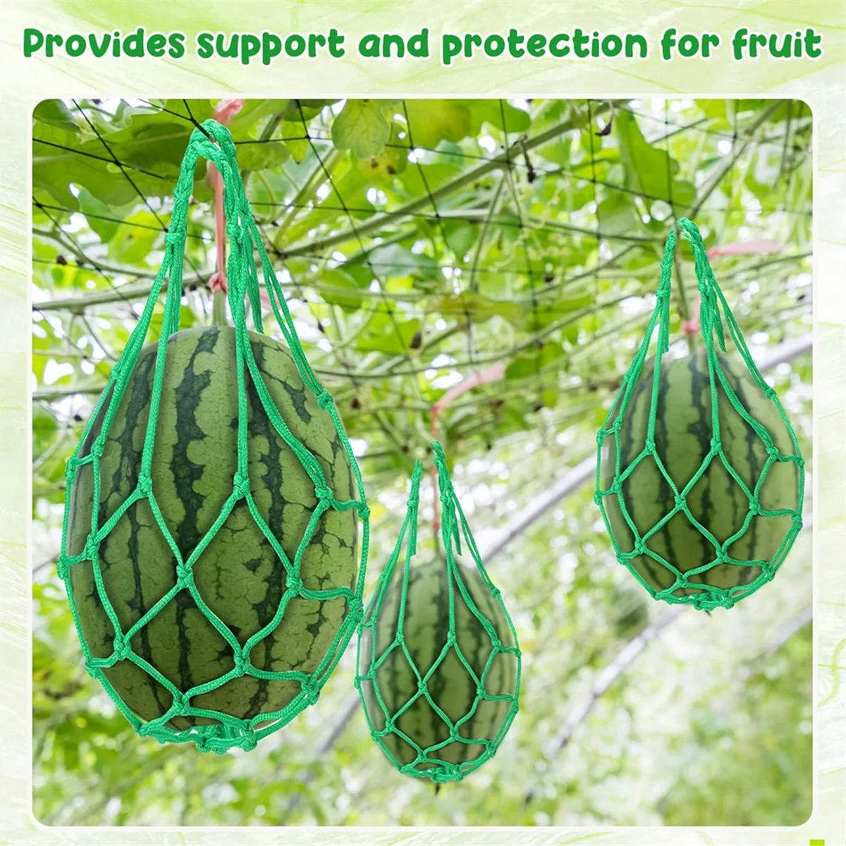F-3C 12 Pcs Watermelon Net Melon Hammock Melon Cradle Plant and Garden Supports Pumpkin Support Hanging Bag Protects Green