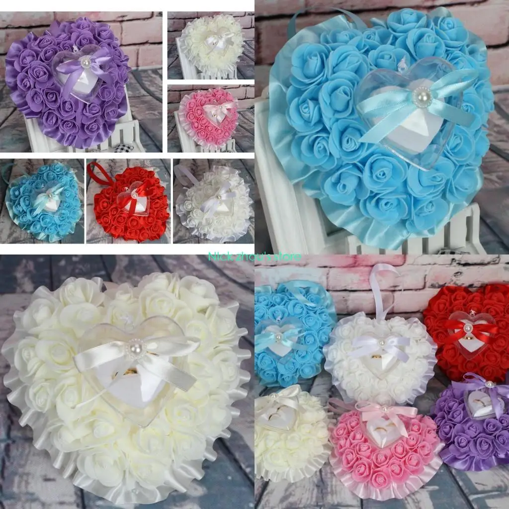 

E15E Jewelry Ring Box Storage Cushions Pillow Engagement Wedding Jewelry Gifts