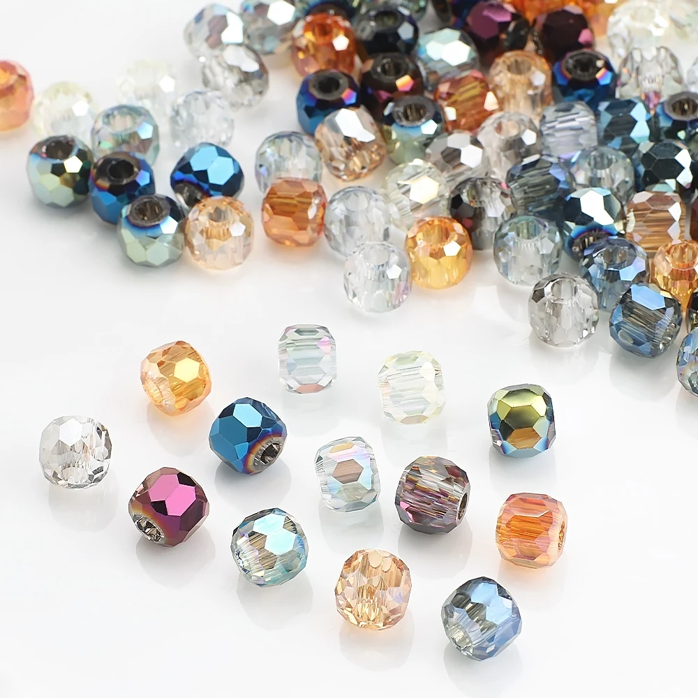 Faceted Ball Bead With Large Hole 8/10/12/14mm Glass Round Beads Jewelry Making DIY Crystal Crafts Beading for Decoration