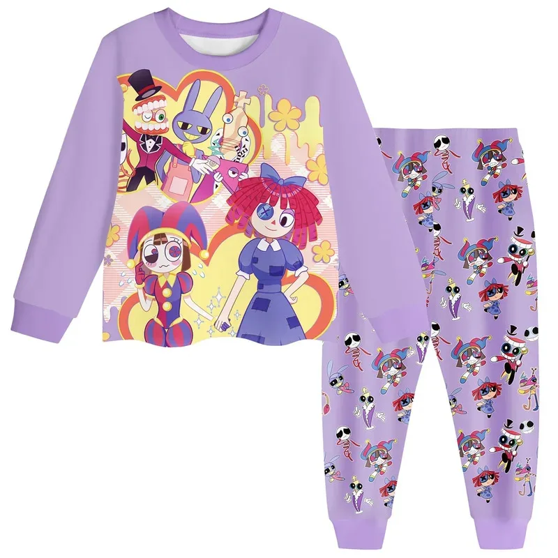 Film The Amazing Digital Circus Pigiama Pomni Jax Set di vestiti Baby Girl Sleepwear Suit Bambino Ragazzi Bambini a maniche lunghe + Pant 2 pezzi