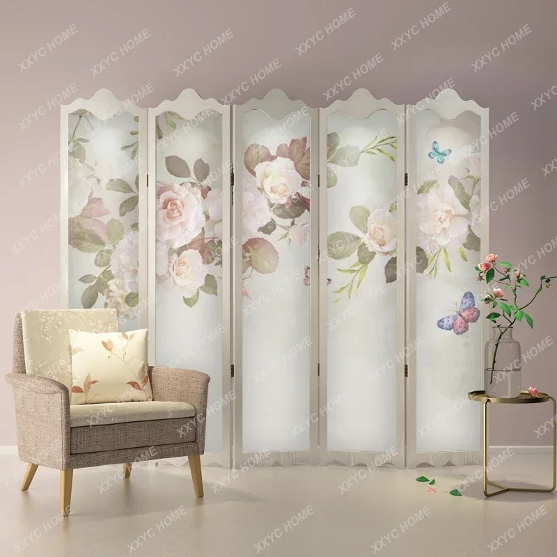 JJJJNordic Solid Wood Mobile Folding Folding Screen Partition Wall Simple Modern Home Decoration