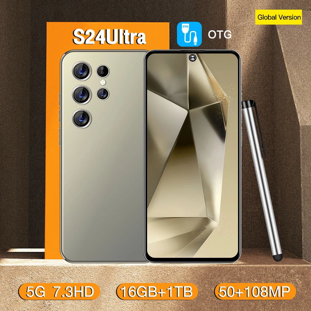 Global Version S24Ultra 5G Smartphone 7.3 Inch 16GB +1TB Snapdragon 8 gen3,108MP Camera 8000Mah Battery Android Phone celular