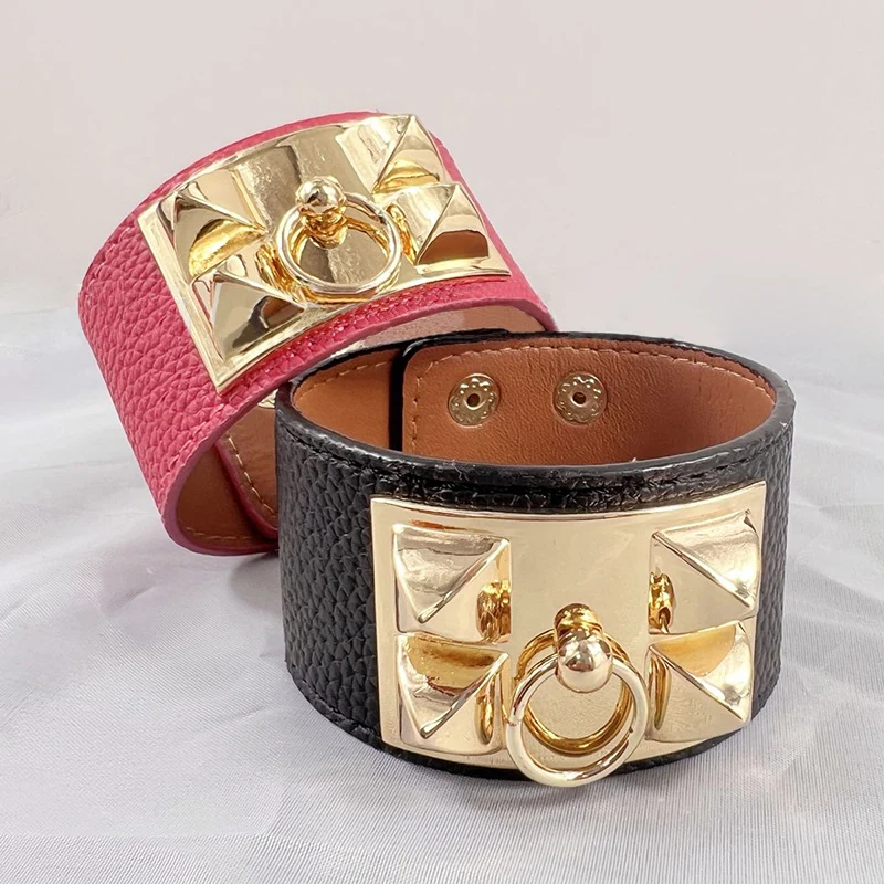 High Quality 10 Color Style Wide PU Leather With Stainless Steel Bracelet For Men Women Brand Jewelry Gift