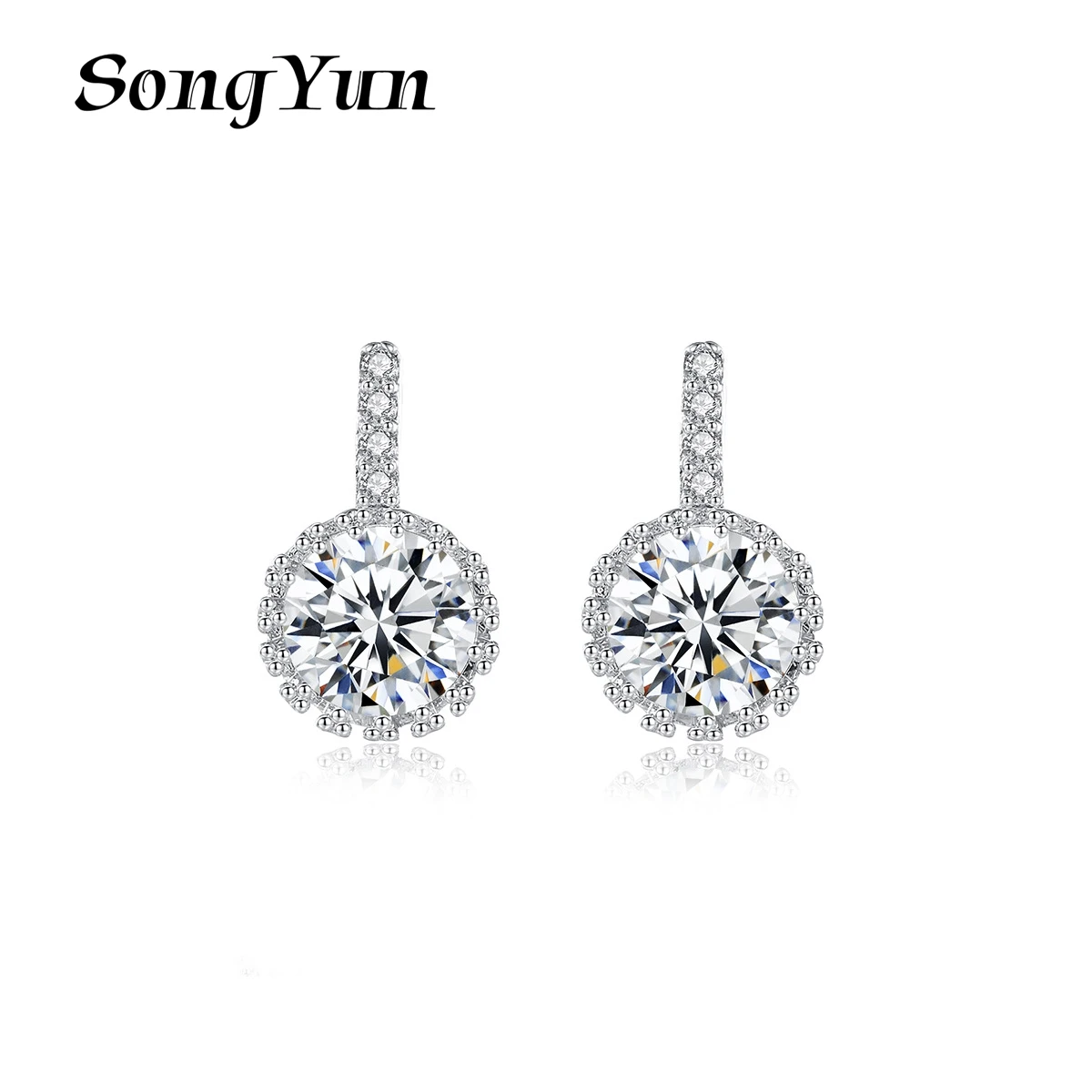 

SongYun Jewelry Manufacturer MHT Korean Version Zircon Stud Earrings With Copper Crystal Inlaid Delicate Earrings