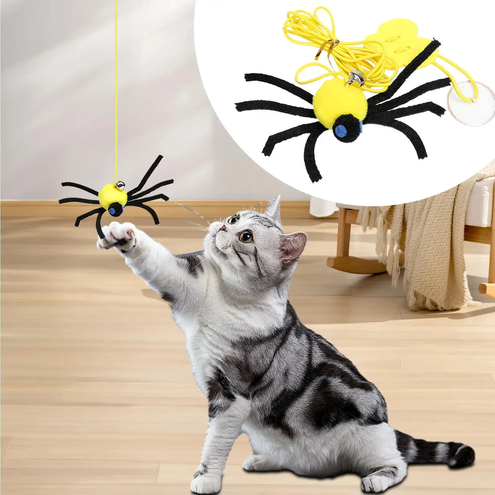 Hanging cat toy elastic rope interactive spider design door swing cat teaser Elastic String Spider Game Interactive Cat Toys