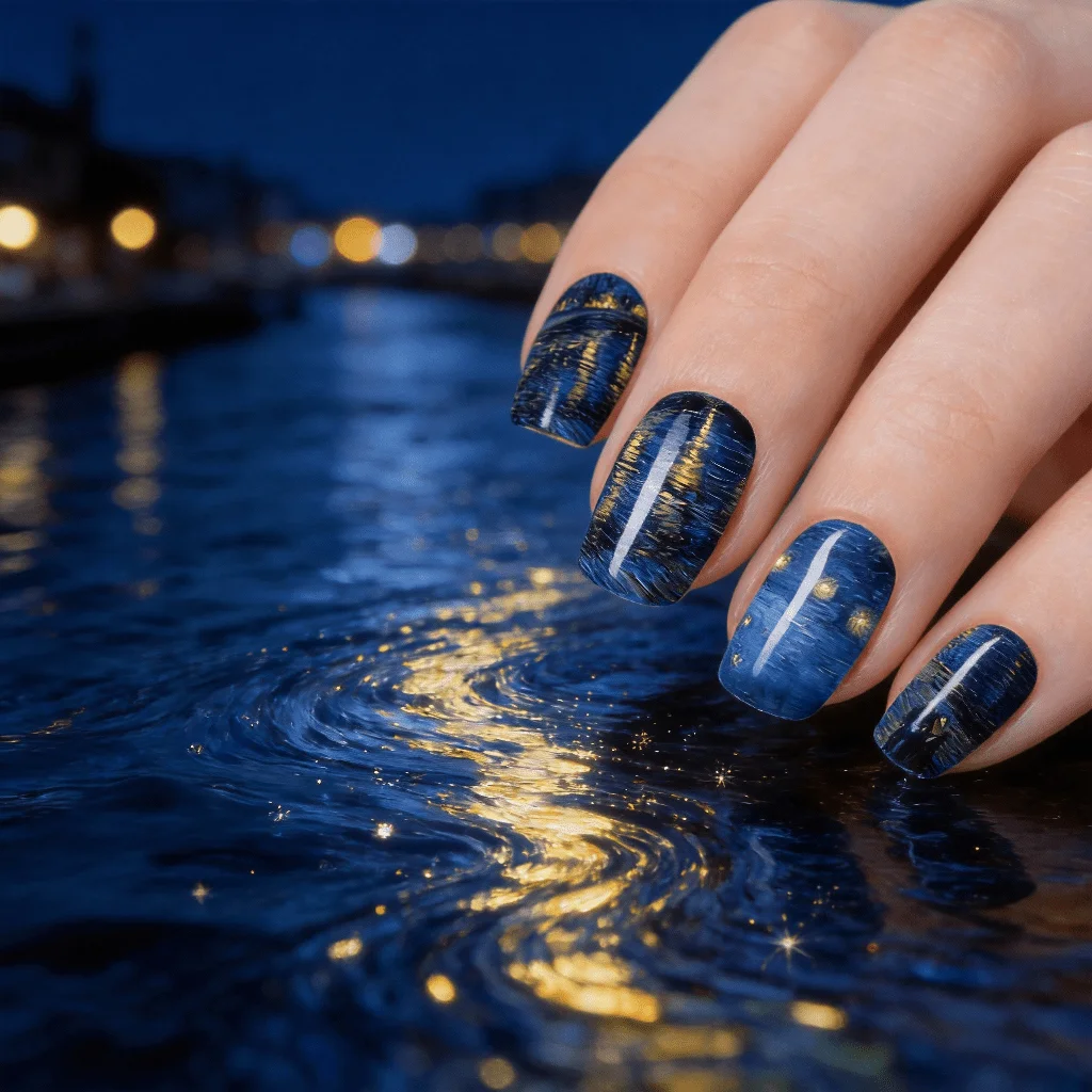 Nail Art Van Gogh - 24 szt. Średnie Kwadratowe Sztuczne Paznokcie