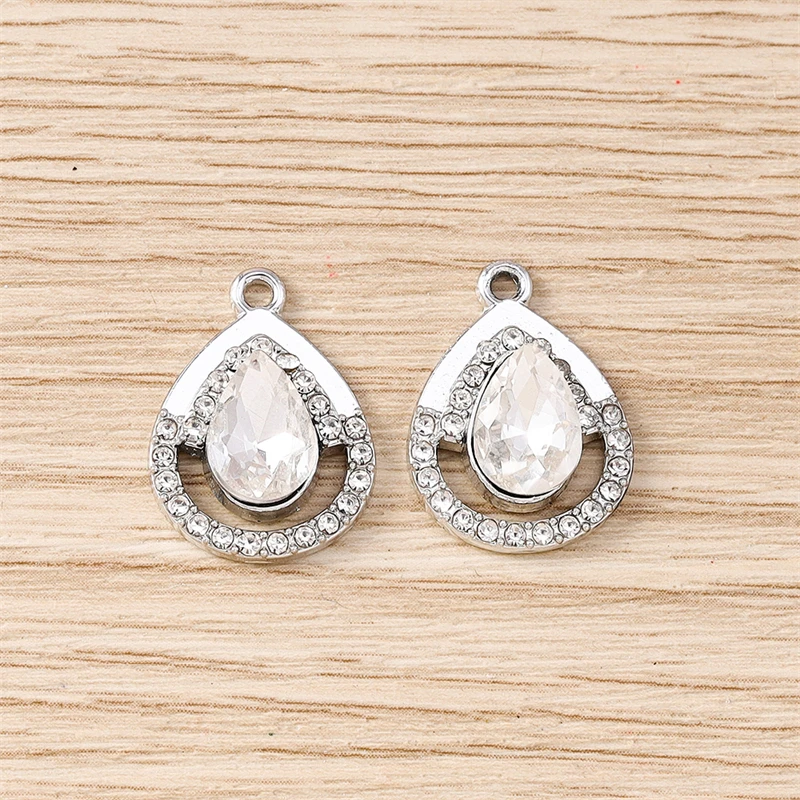 10 Stück, 15 x 20 mm, zarte Kristall-Wassertropfen-Anhänger zum Basteln von Schmuck, Ohrringen, Halsketten, Armbändern und als Accessoires für DIY-Geschenke. – Detail 8