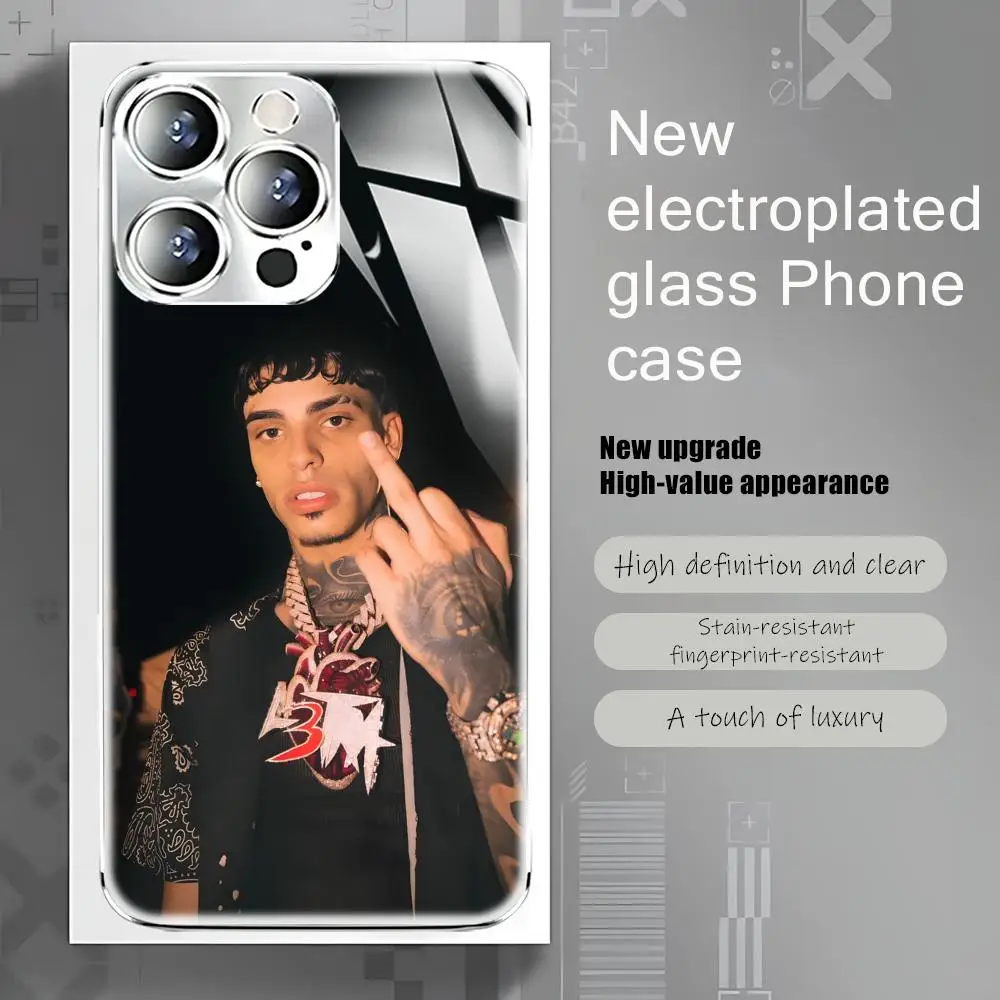 Rapper L-Luar cool La La Phone Case For iphone 17 AIR 16 15 14 13 12 Pro Plus Max Electroplated glass Case