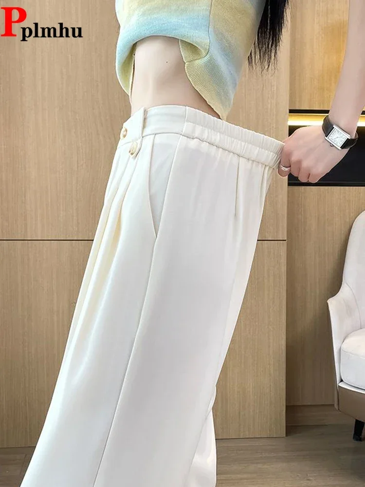 

Formal Ankle-length Harem Suit Pantalones High Elastic Waist Pants Baggy Work Wear Straight Pants Casual Elegant New Women Broek