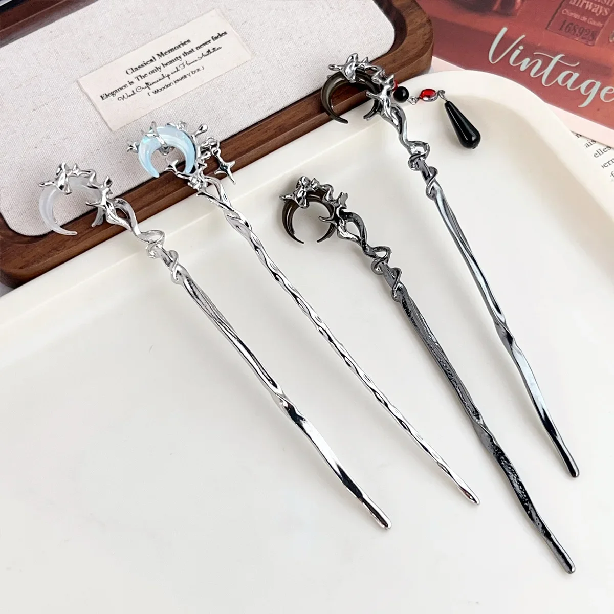 สไตล์จีน Crescent Hairsticks Moon Hairpin Uniche Hairpin Elegant Hairstick อุปกรณ์เสริมสําหรับผู้หญิง