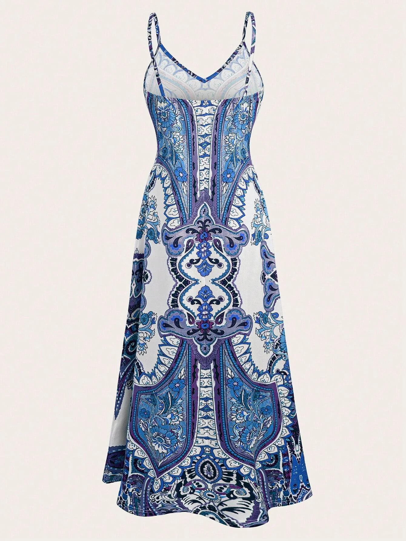 Zomer halterjurk met bloemenprint voor dames, lang, verstelbare bandjes, zijzakken, stijlvol en elegant, geschikt voor strandvakantie