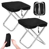 Mini Folding Stool Aluminum Alloy Folding Stool Camping Barbecue Pocket Stool Outdoor Fishing Small Chair Cloth Bag Small Magza