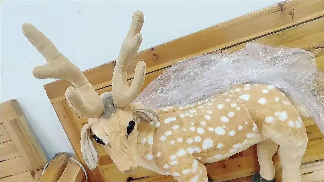 

60~100cm Lifelike Zoo Standing elk giraffe Sika deer with angle Simulated Animals Plush Doll room decor ornament kids adult gift