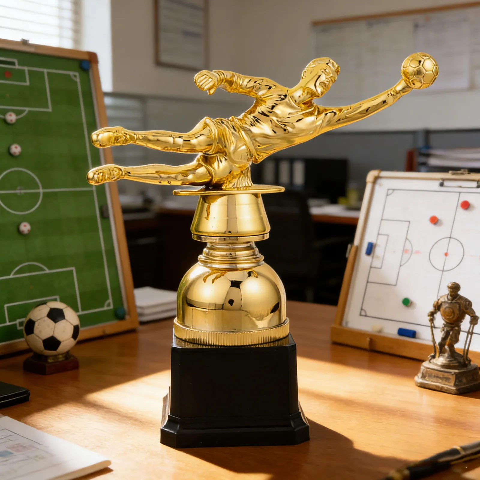 Gold Football Goalkeeper Trophy Football Award For Soccer Goalie Champion Plastic Trophy Cup Football Goalie Souvenir Kids Award