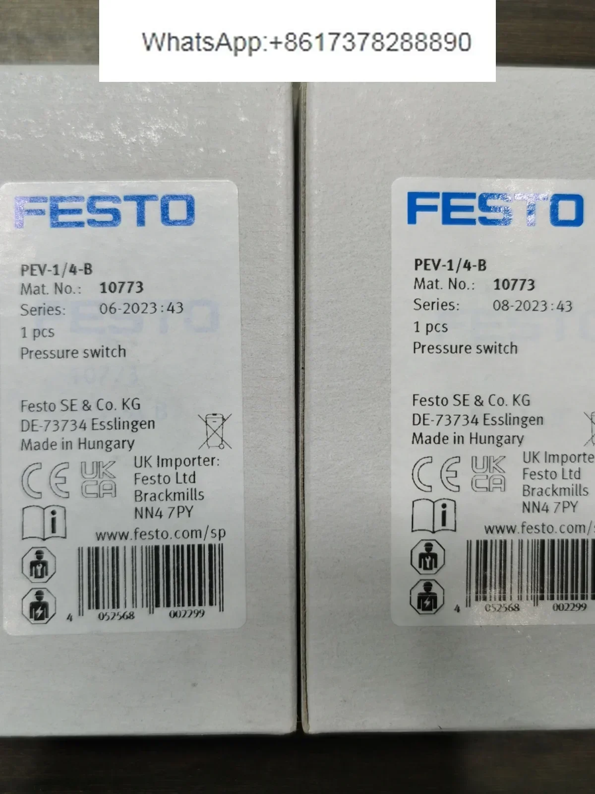 FESTO Pressure Switch PEV-1/4-B 10773 175250 161760 152618 152619