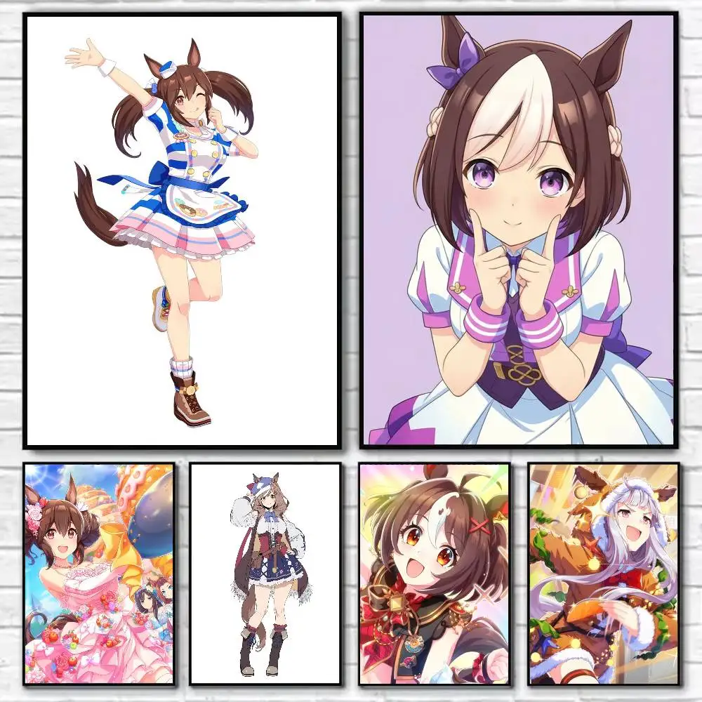 

Anime Uma Musume Pretty Derby Poster Self-adhesive Art Waterproof Paper Sticker Coffee House Bar Room Wall Decor