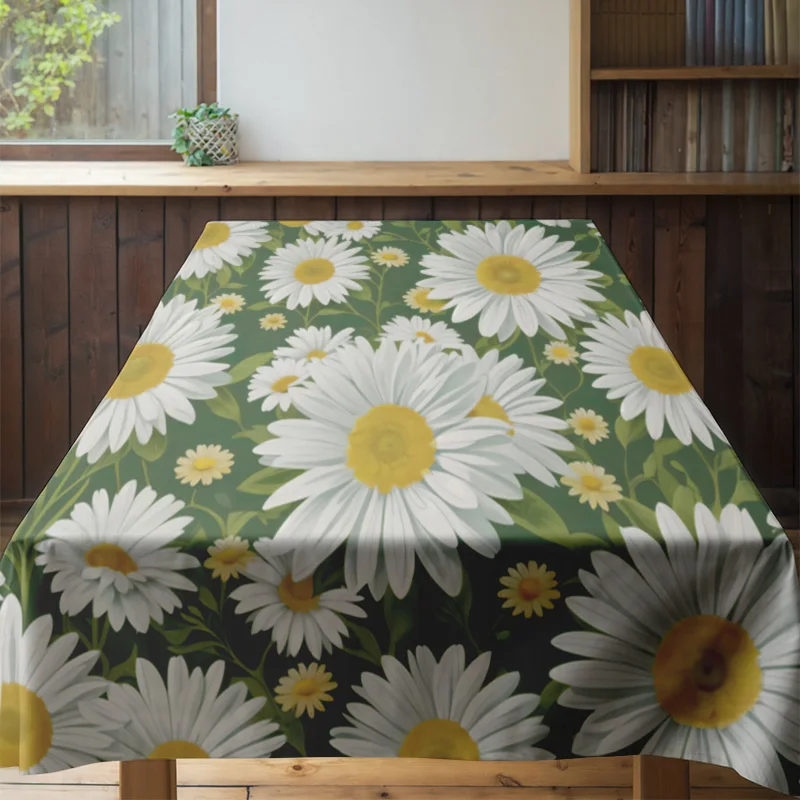 مفرش طاولة حديث مزين بالزهور لتزيين المطبخ وتناول الطعام، ديكور منزلي قابل للغسل، مجموعة نظارات متطابقة مع الأطباق الزرقاء #4