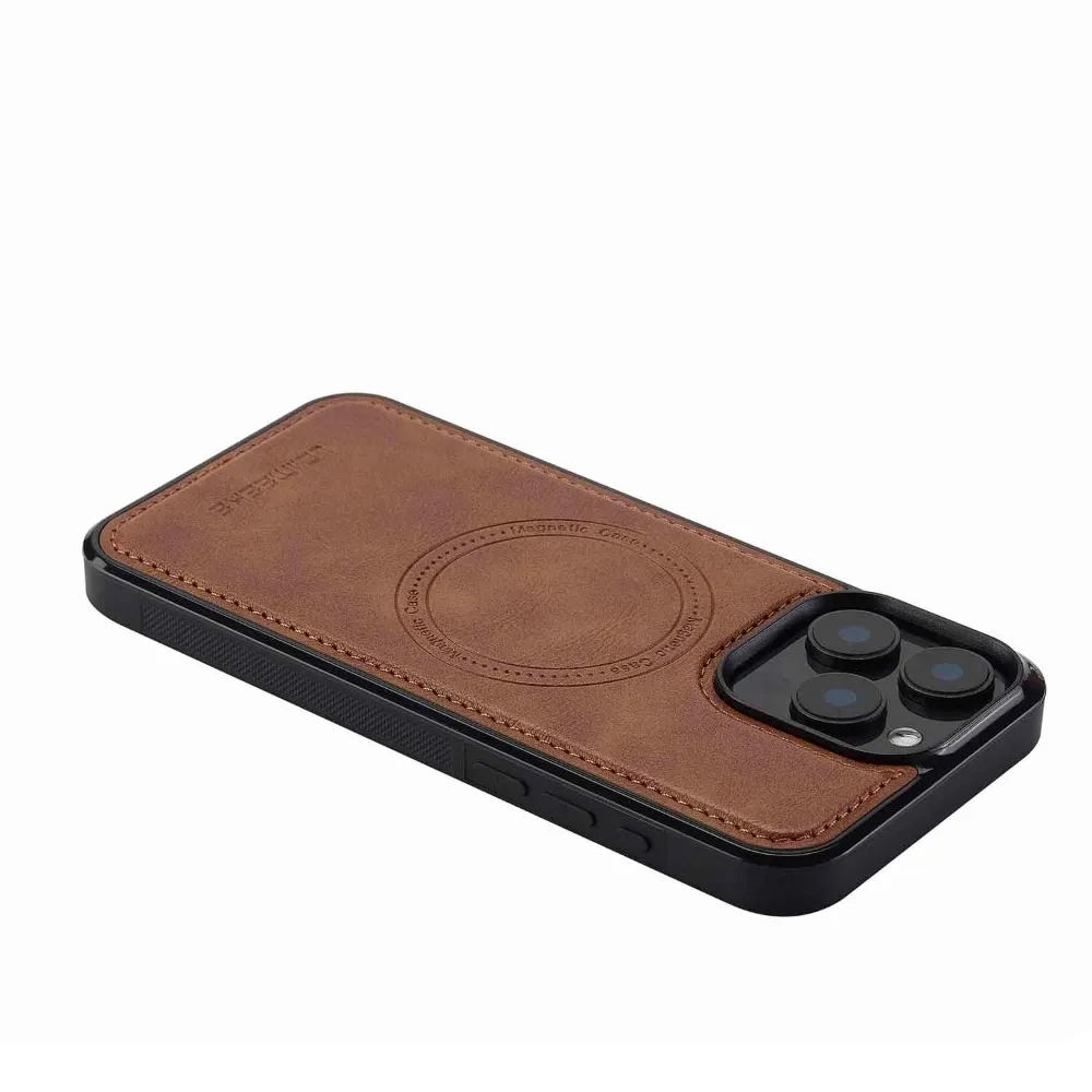 Magnetische Leder-Handyhülle für iPhone 18 17 17e Air 16e 16 15 13 12 11 Pro Max XS Plus Mini Stoßfeste Mag-Safe Weiche Rückseite – Detail 27