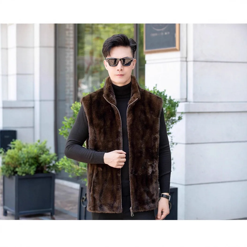 سترات رجالية جديدة للخريف والشتاء عصرية غير رسمية ومتعددة الاستخدامات، سترة سميكة من المينك المقلد الدافئ على الوجهين #1