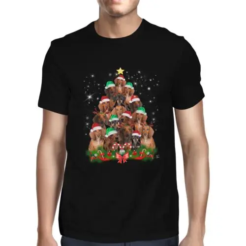 Polarshe 1Tee Mens Dachshund Tree - Christmas Tree Made of Dachshund Dogs T-Shirt