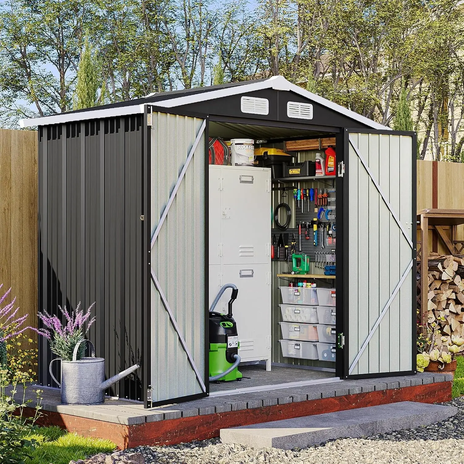 6x4FT Outdoor Storage Shed Waterproof Garden Tool House Backyard Organizer, Customized