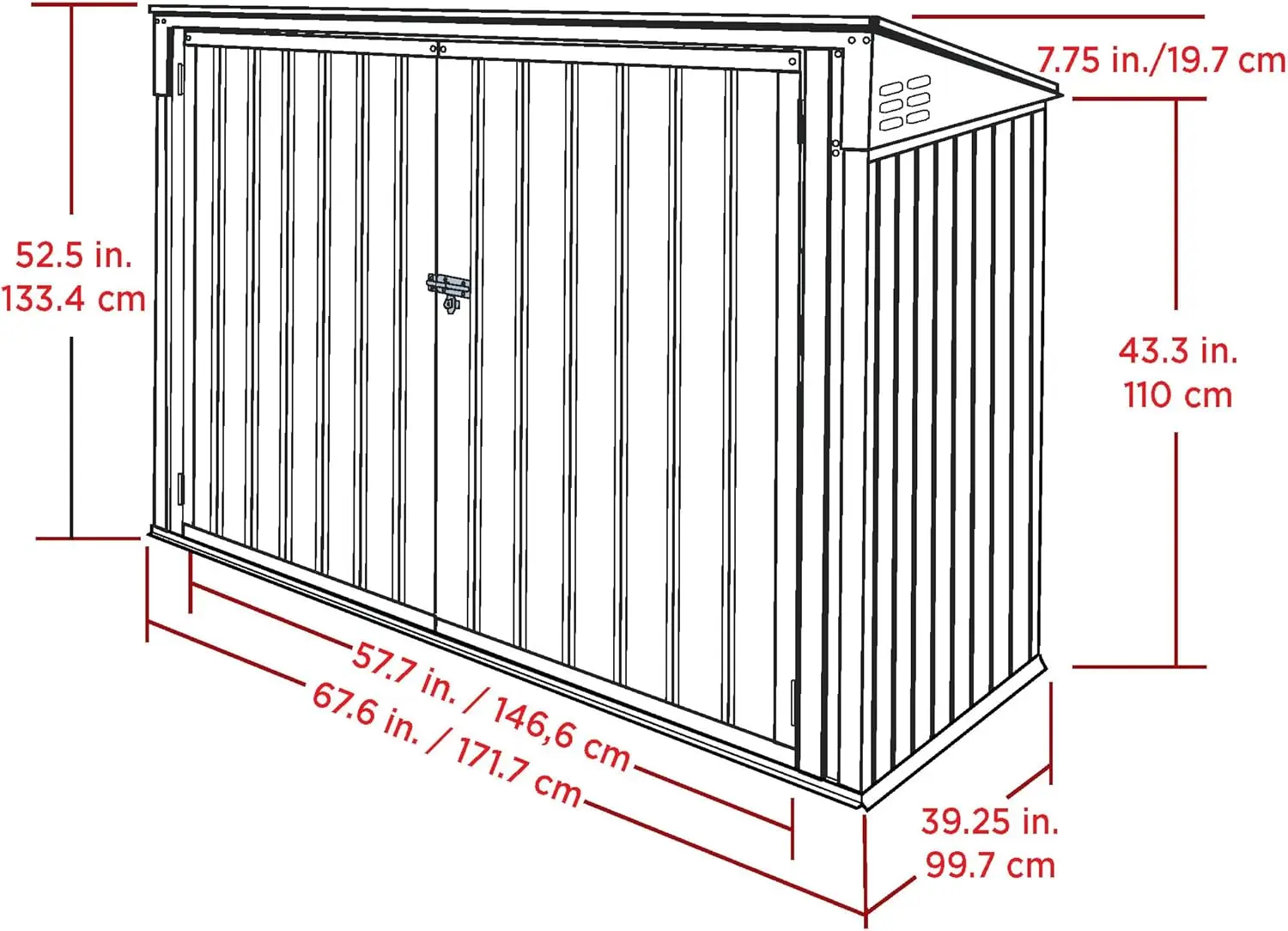 โรงเก็บของเหล็กกลางแจ้งขนาด6 'x 3' สีเทา