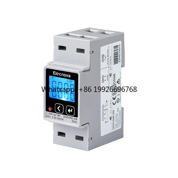 Digital Din Rail Single Phase Bidirectional AC Energy Meter LCD Display RS485 2~31st Harmonic for Power Monitoring