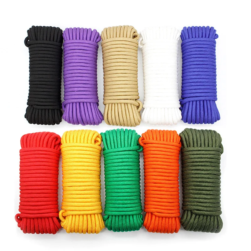 10M 2-6mm Braided Nylon Rope Polypropylene Rope Boat Yacht Sailing Line Pulley Rope Survival Parachute Cord Clothesline Tools