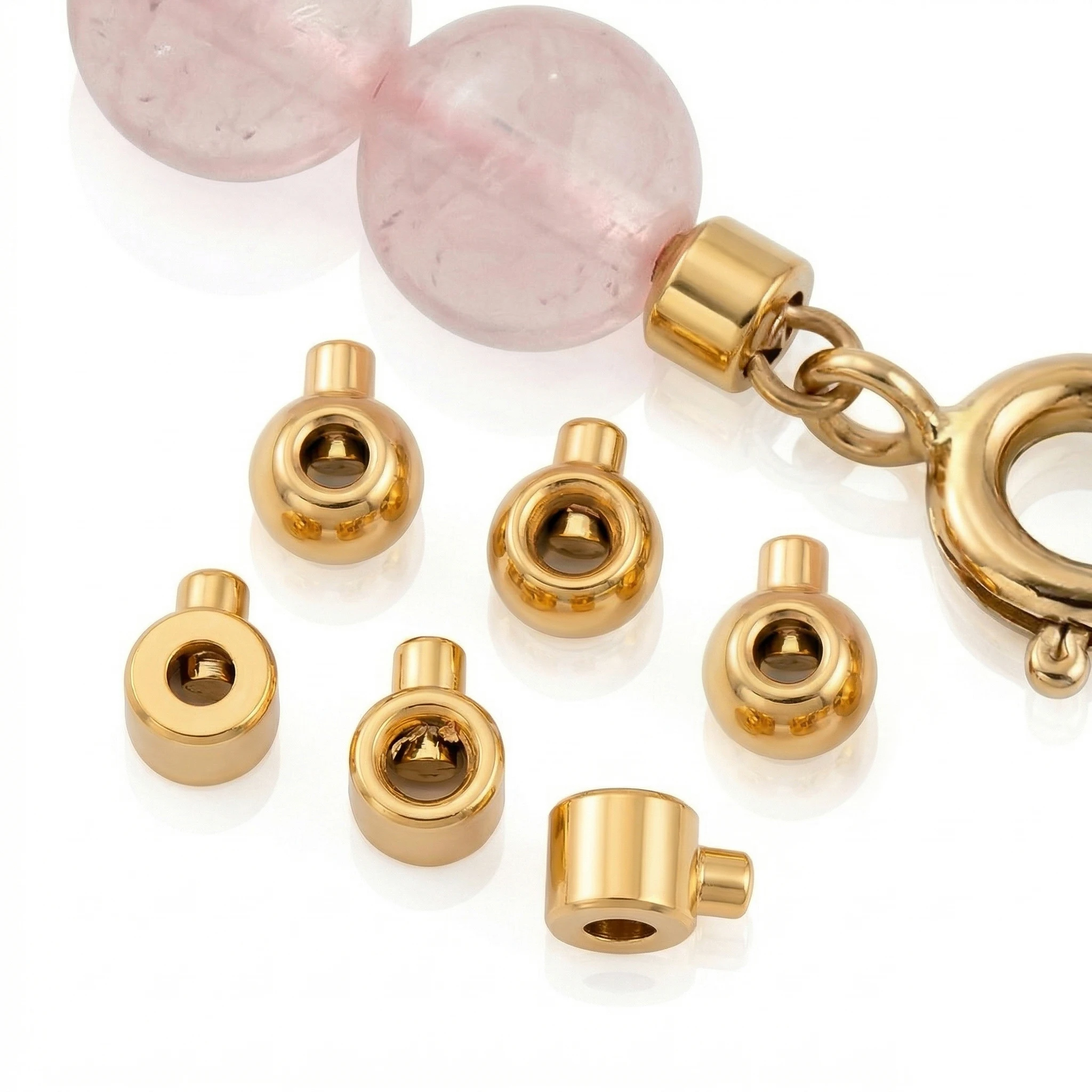 10pcs Stainless Steel Positioning Clasp End Connectors for DIY Necklace & Bracelet Beaded Closure Buckles