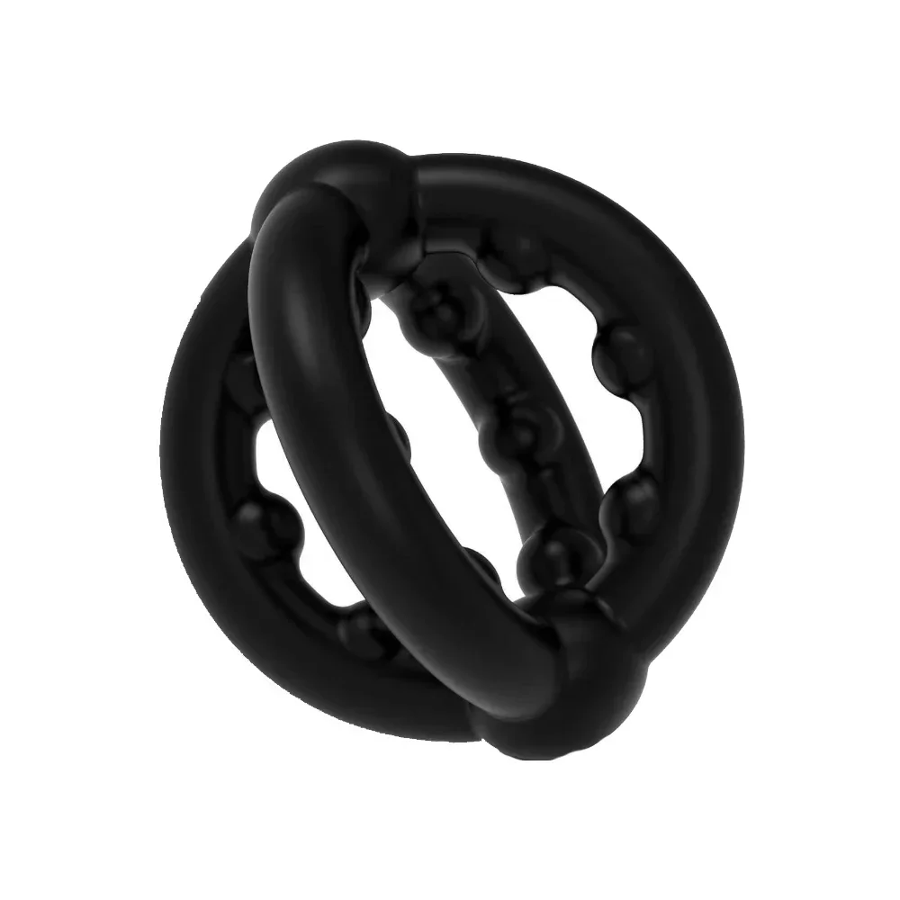 Silicone Dual Ring Penis Ring with Beads for Men Scrotum Bondage Lock Cock Ring Delay Dick Chastity Cage Cockring Ball Stretcher