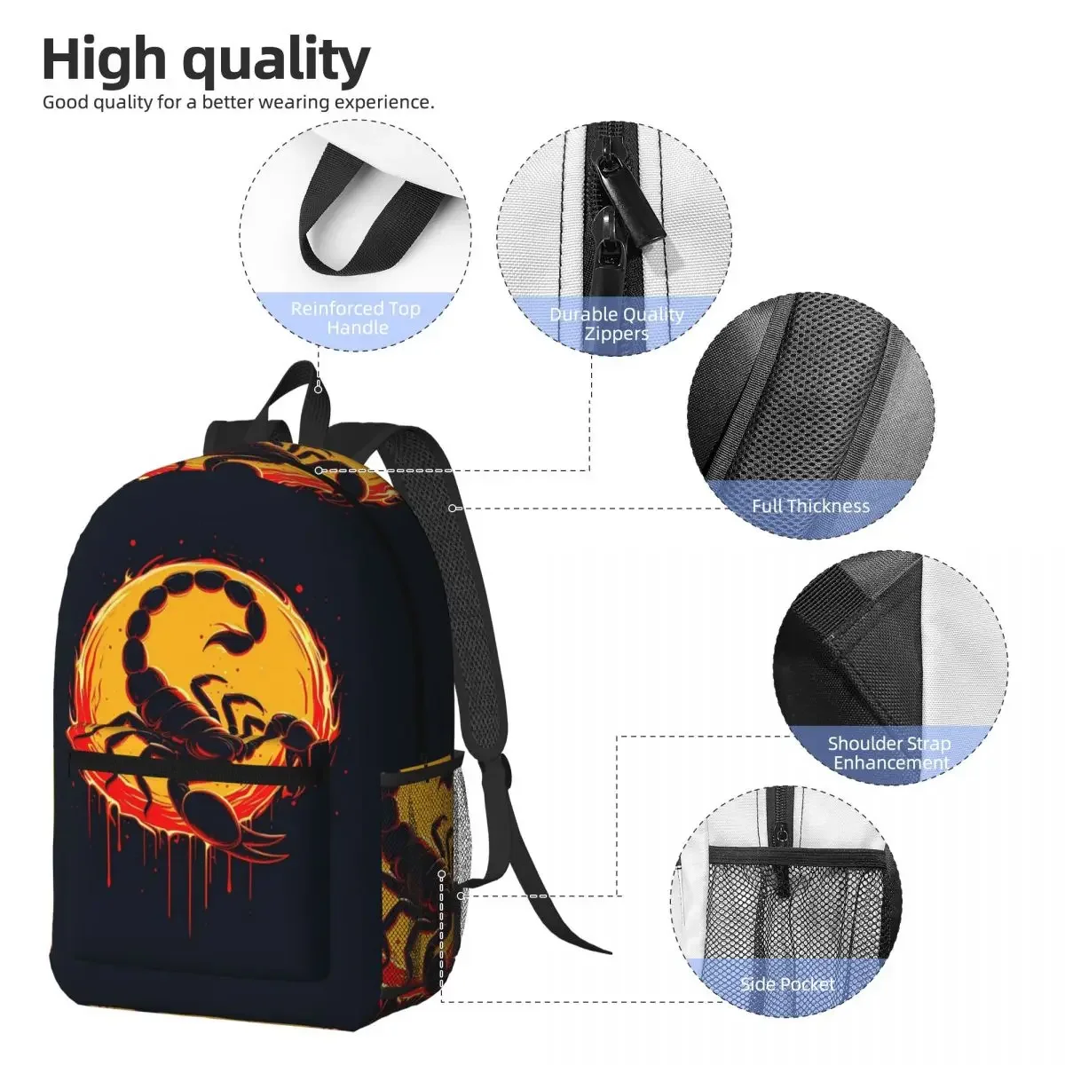 Glowing Scorpion Realistic Art Backpack Daypack Large Capacity Children BookBag School Bag Shoulder Bags for Men Women