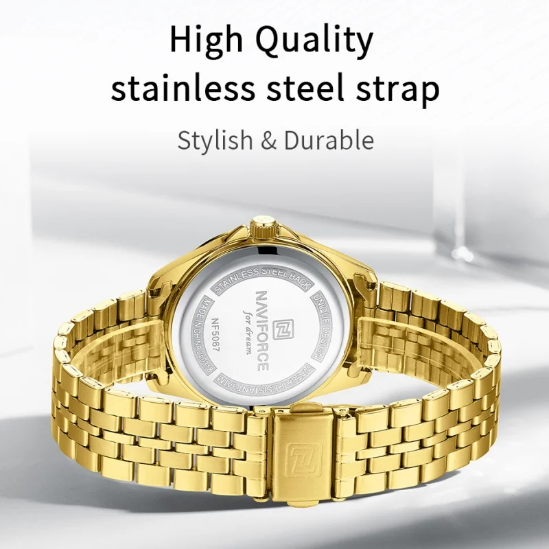 NAVIFORCE Ladies 3ATM Waterproof Quartz Watch Simple Fashion Stainless Steel Watchband Woman Quartz Watch Gifts For Women NF5067 view 4