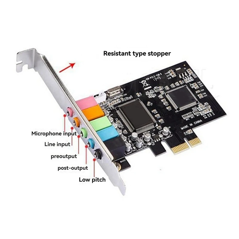 PCI-E 5.1 Desktop Built-In Sound Card 3D Games Music Digital Sound Card 24Bit Stereo Field With Reverb Support Win7
