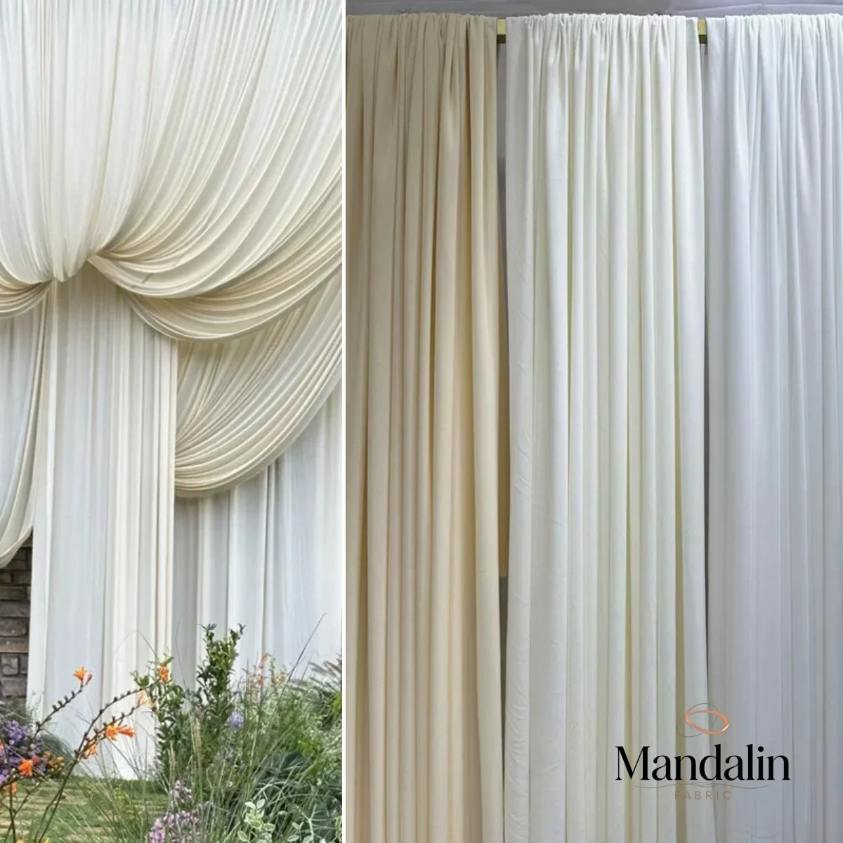 White  Coffee Milk Silk Stretch Fabric Cream Style Wedding Drapes for DIY Stage Curtain Backdrop and Ceiling Decor