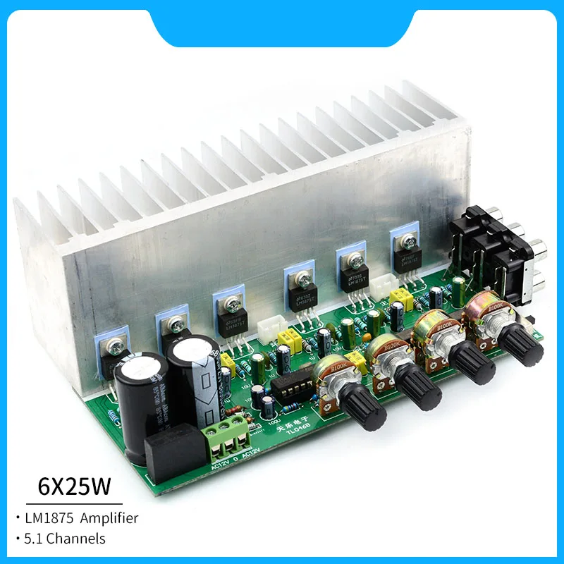 

6X25W LM1875 Audio Amplifier Board 5.1 Channels Power Amplifiers Surround Center Subwoofer Power Amplifiers For Home Theater
