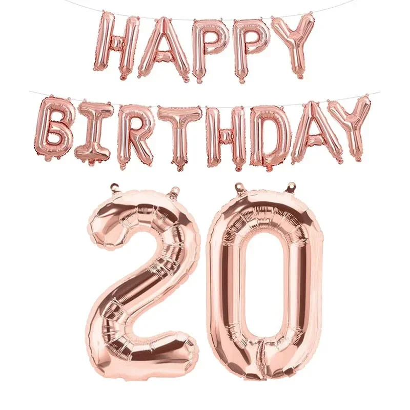 15 قطعة الذهب الوردي عيد ميلاد سعيد عدد احباط بالون الاطفال الكبار حفلة زينة بسيطة صبي فتاة 10 18 25 30 40 50 60 70 سنة #3