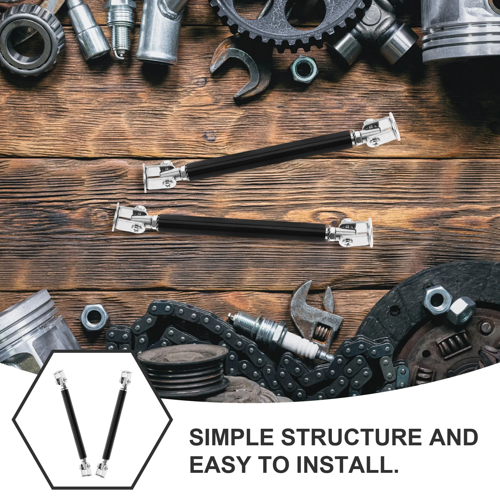 

1Pair Car Front Bumper Splitter Rods Adjustable Reinforced Strut Rods Lip Support Protection Splitter Rod Front Strut Assembly