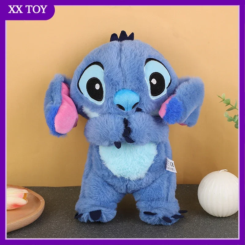 2024 New Stitch Plush Doll Breath Child Peluche Lilo&stitch Kawaii Soothes Toy Anime Music Light Sleep Toys Model Kid Gifts