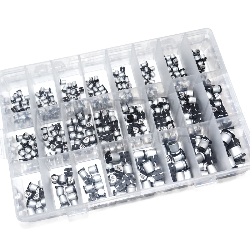 400PCS capacitor kit Aluminum Electrolytic SMD condensadores electrolíticos 1uF~1000uF 6.3V-50V 24Value with box