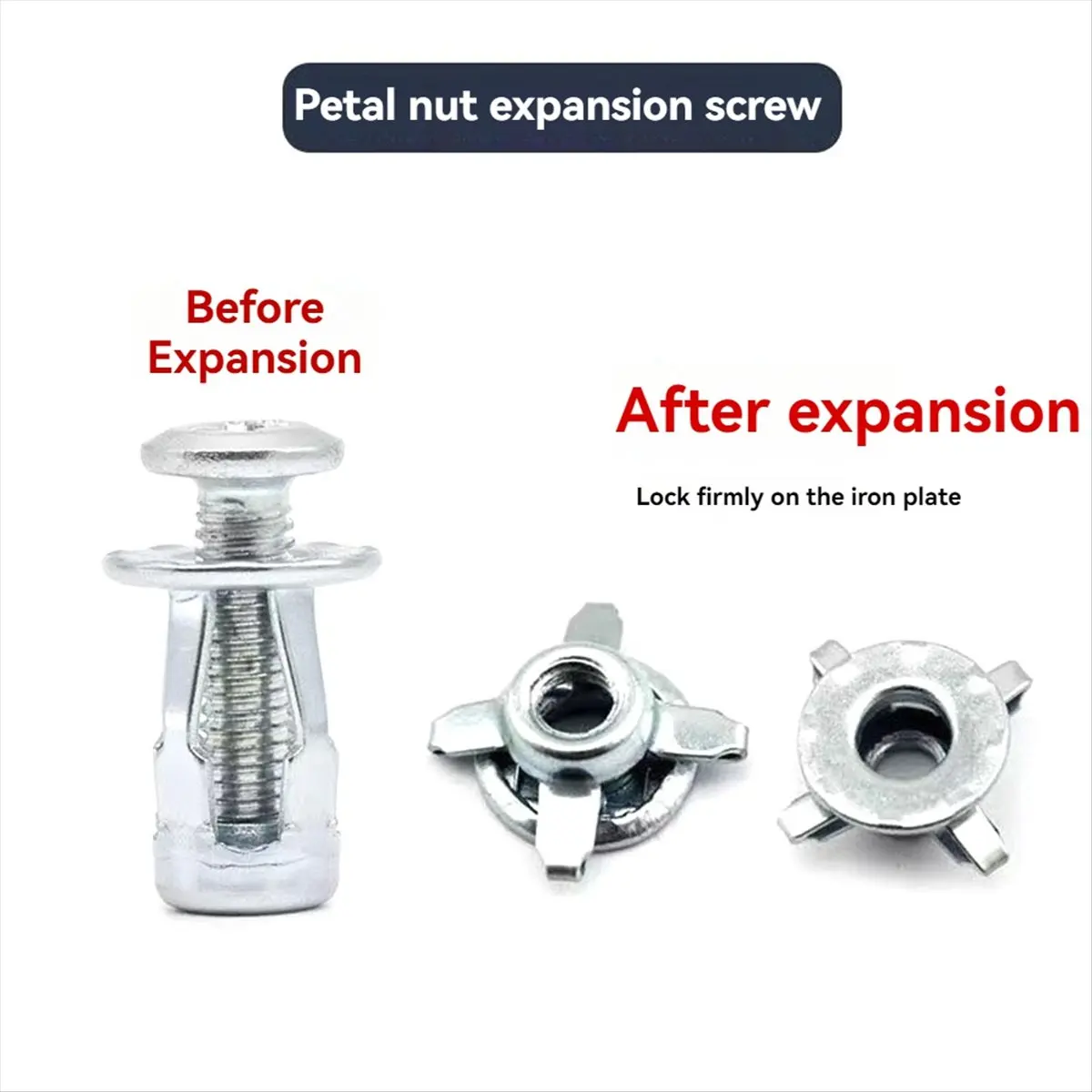 A89X 60PCS Jack Nut Expansion Rivets Nut Bolt M5 M6 Kit for Hollow Wall Iron Skin Clamp Petal Shape Anchors Plugs
