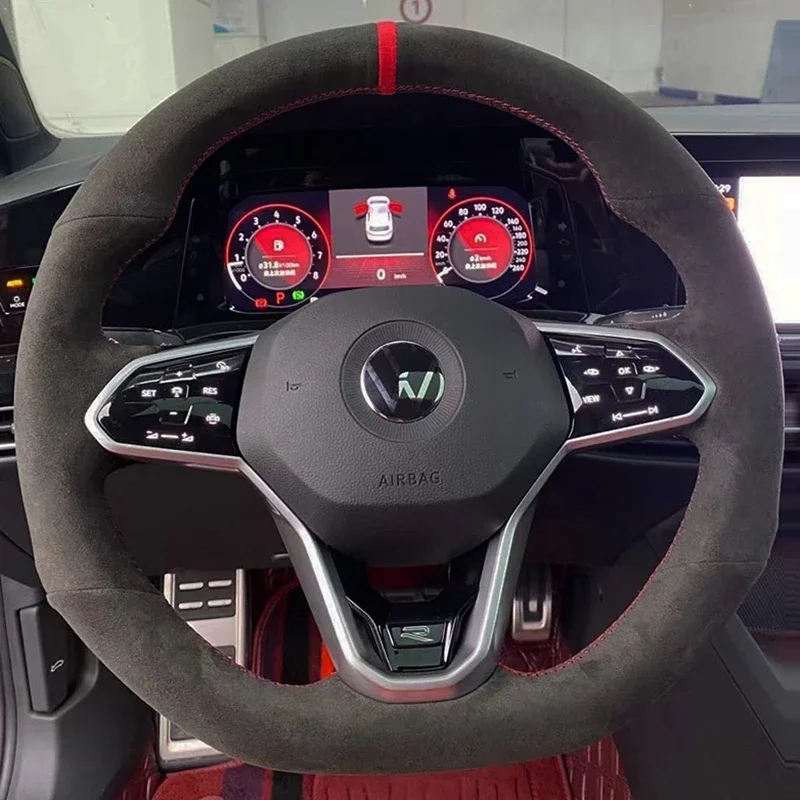 Braid Car Steering Wheel Cover For Volkswagen VW Atlas Golf 8 Mk8 Jetta Passat B9 Tiguan Sharan Steering Wrap Car Accessories