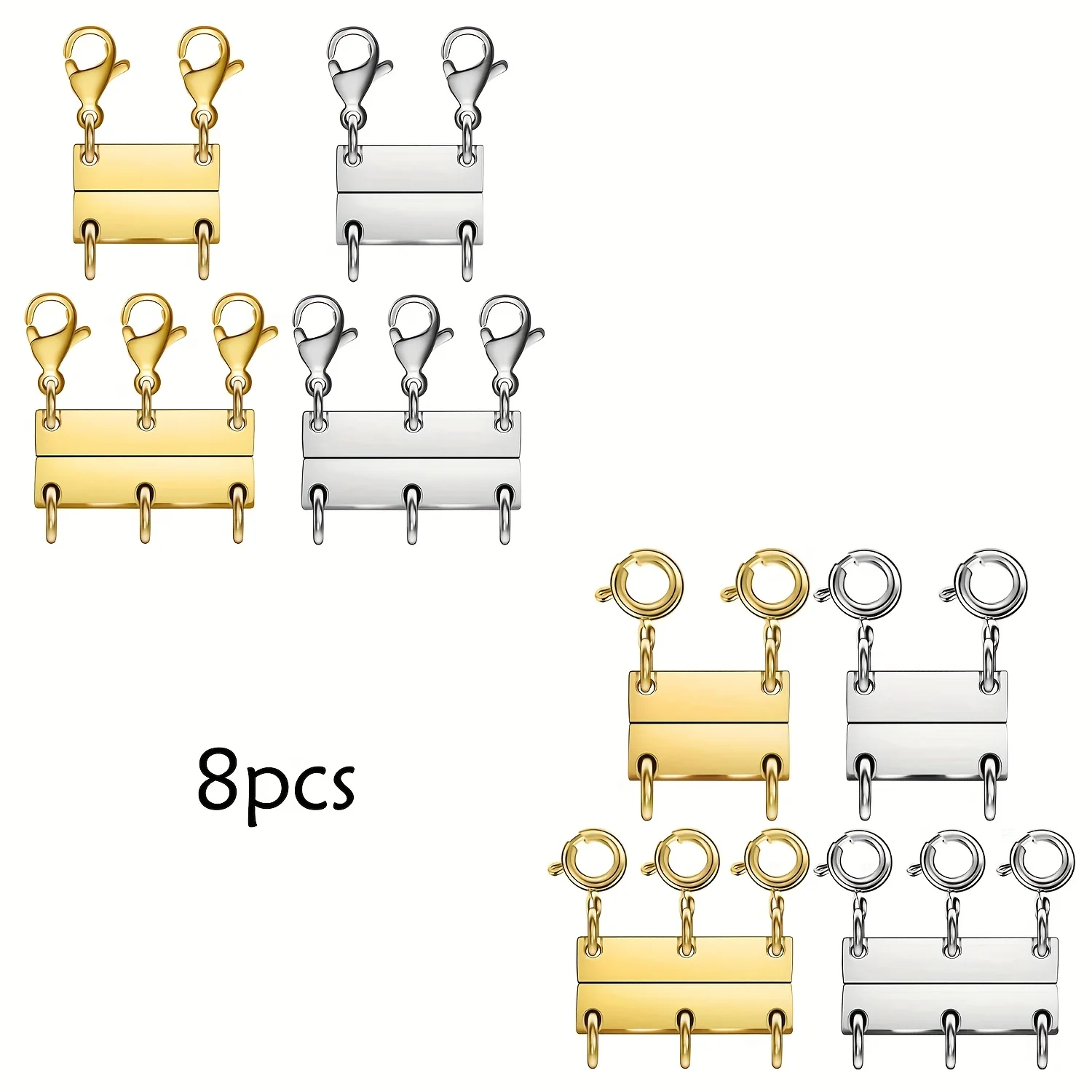 Layering Magnetic Necklace Clasps, Stainless Steel Chain Link Clasps, Multiple Necklace Clasp for Layered Look