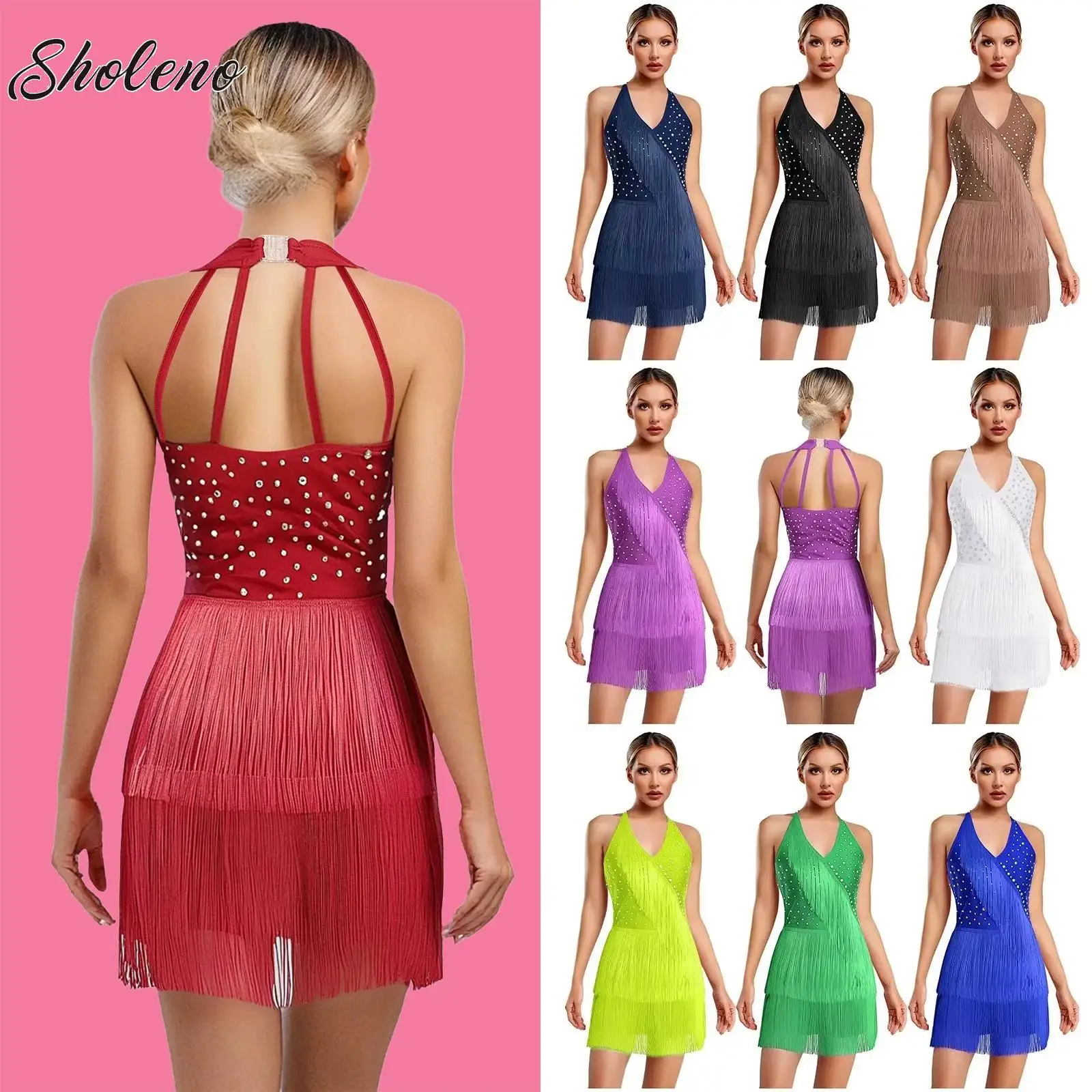 

Women Tassel Latin Tango Salsa Dance Dress Sleeveless Fringed Dance Leotard Bodysuit Ballroom Cha Cha Rumba Salsa Jazz Dancewear