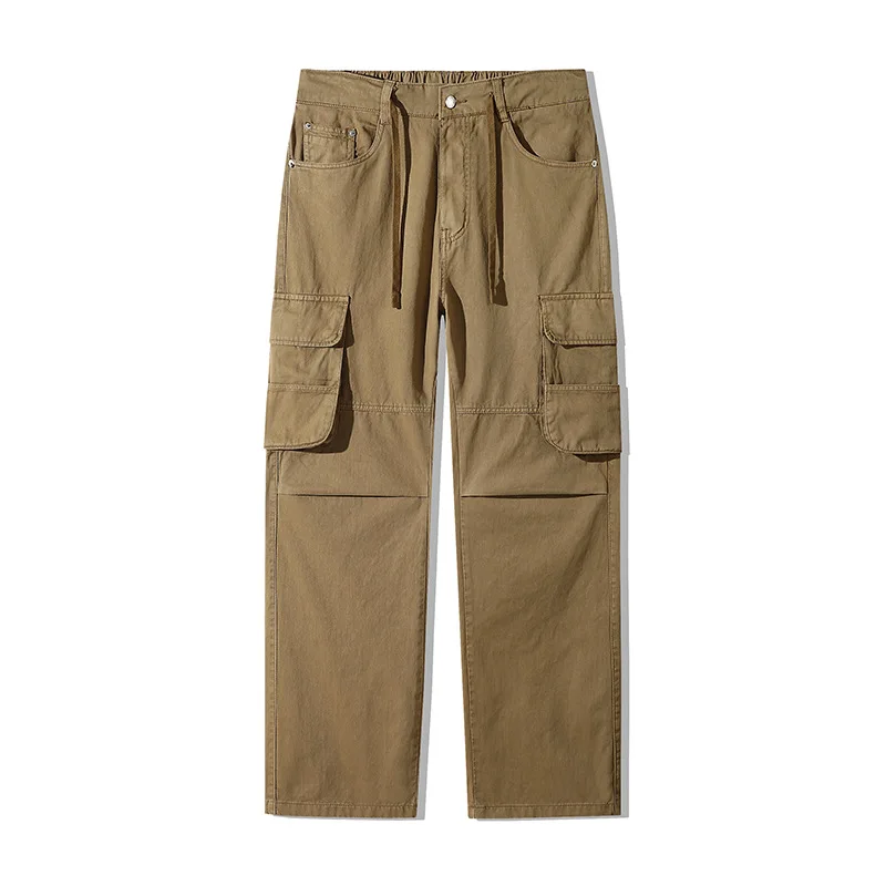 

Multi-Pocket Cargo Pants for Men, Casual Straight-Leg Cotton Pants, American Style, Suitable for all Seasons