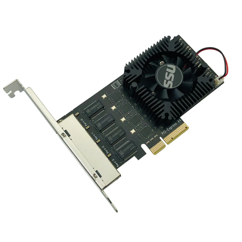ใหม่2.5Gb Ethernet PCIE 4พอร์ตการ์ดเครือข่ายอะแดปเตอร์2.5Gbps PCI Express X4 RTL8125B ชิป RJ45 2500Mbps การ์ด LAN พัดลมทำความเย็น