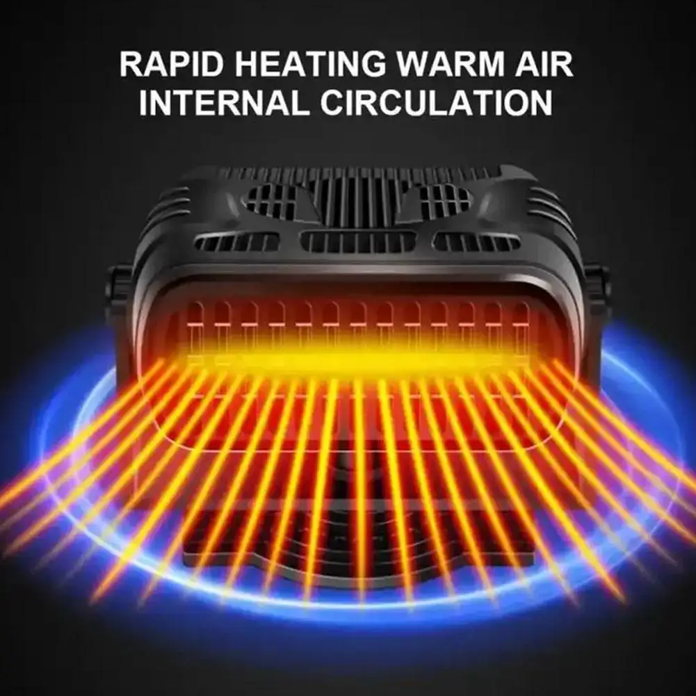 Electric Car Heater Air Cooler Fan 12V/24V Portable Demister Defroster Heating Fan 120W Dryer Windshield Defogging Accessroies ﻿