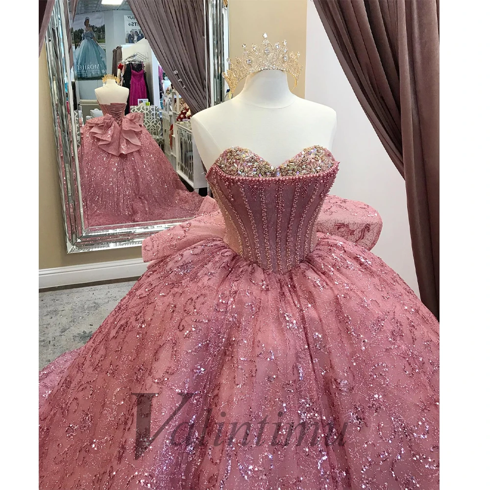 Valintimu Tulle Bling Princess Quinceanera Dress Sweetheart Beadings Sweet 16 Dress A-Line Customized Gowns Vestido De Fiesta